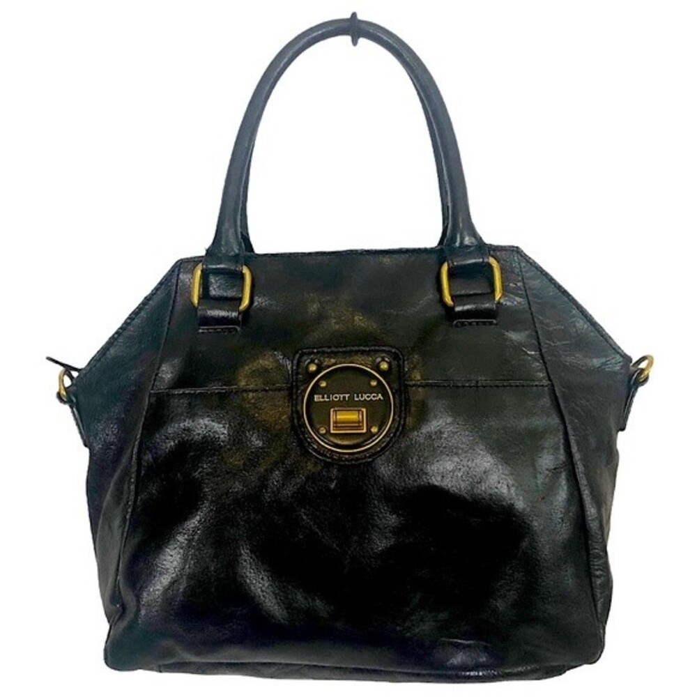 ELLIOTT LUCCA Black Leather Convertible Satchel Crossbody Bag